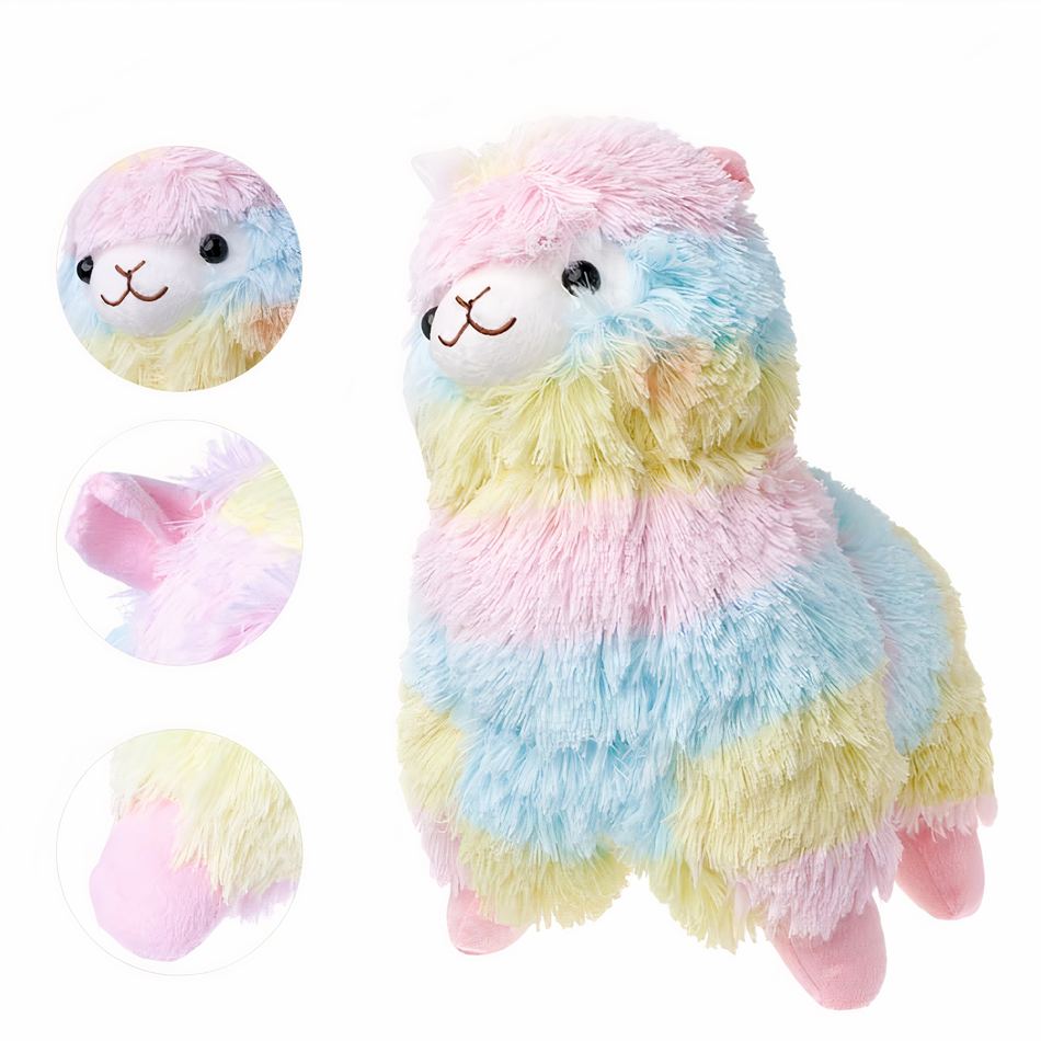 Peluche lama arc-en-ciel doux câlin décor pastel La compagnie de la peluche