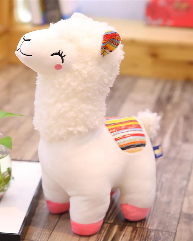 Peluche lama coloré doux arc-en-ciel pour enfant blanc La compagnie de la peluche