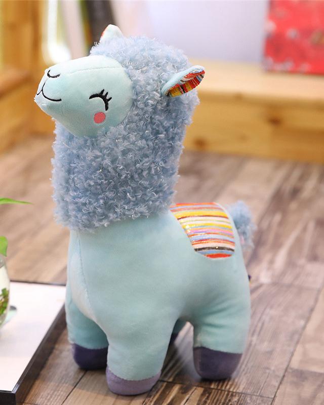 Peluche lama coloré doux arc-en-ciel pour enfant bleu La compagnie de la peluche