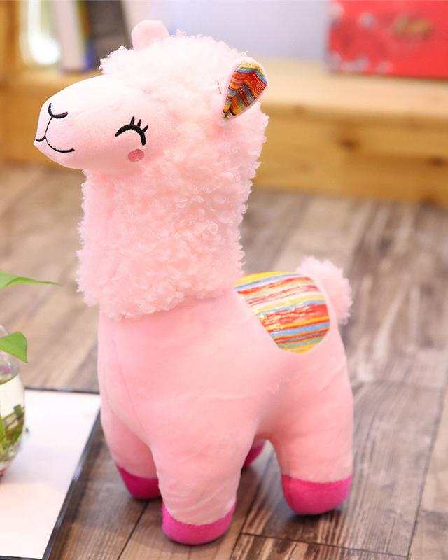 Peluche lama coloré doux arc-en-ciel pour enfant rose La compagnie de la peluche
