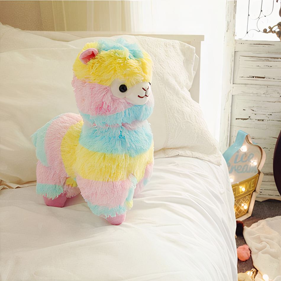 Peluche lama multicolore doux enfant chambre déco La compagnie de la peluche