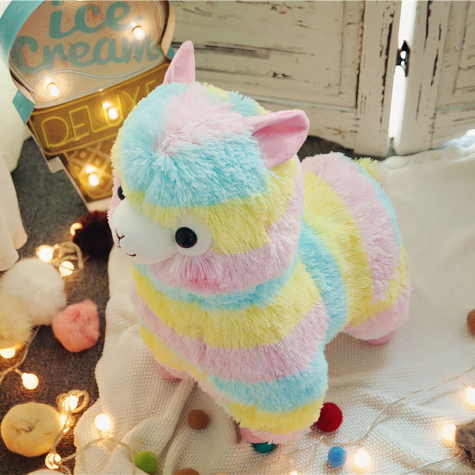 Peluche lama multicolore doux enfant chambre déco La compagnie de la peluche