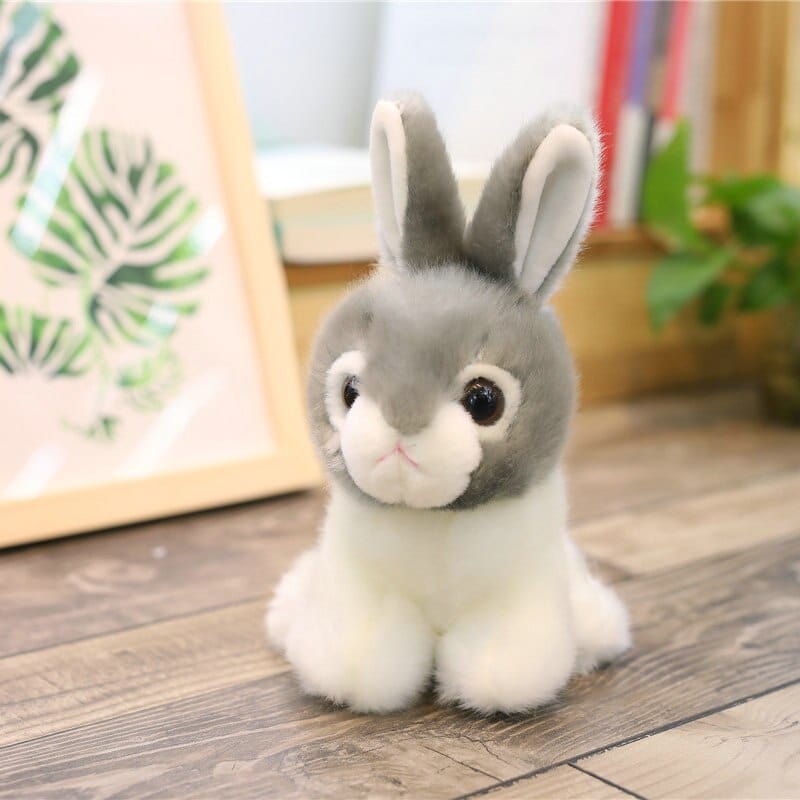 Peluche lapin bébé tout petit Lapereau gris