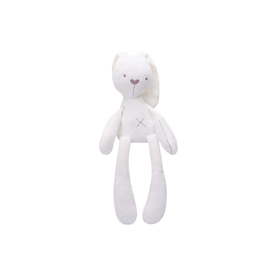Peluche lapin blanc rose câlin doux enfant déco chambre blanc La compagnie de la peluche