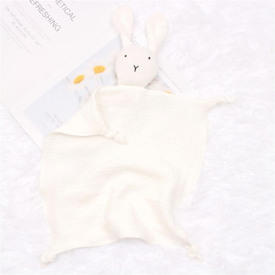 Peluche lapin câlin coton mousseline doux enfant blanc La compagnie de la peluche