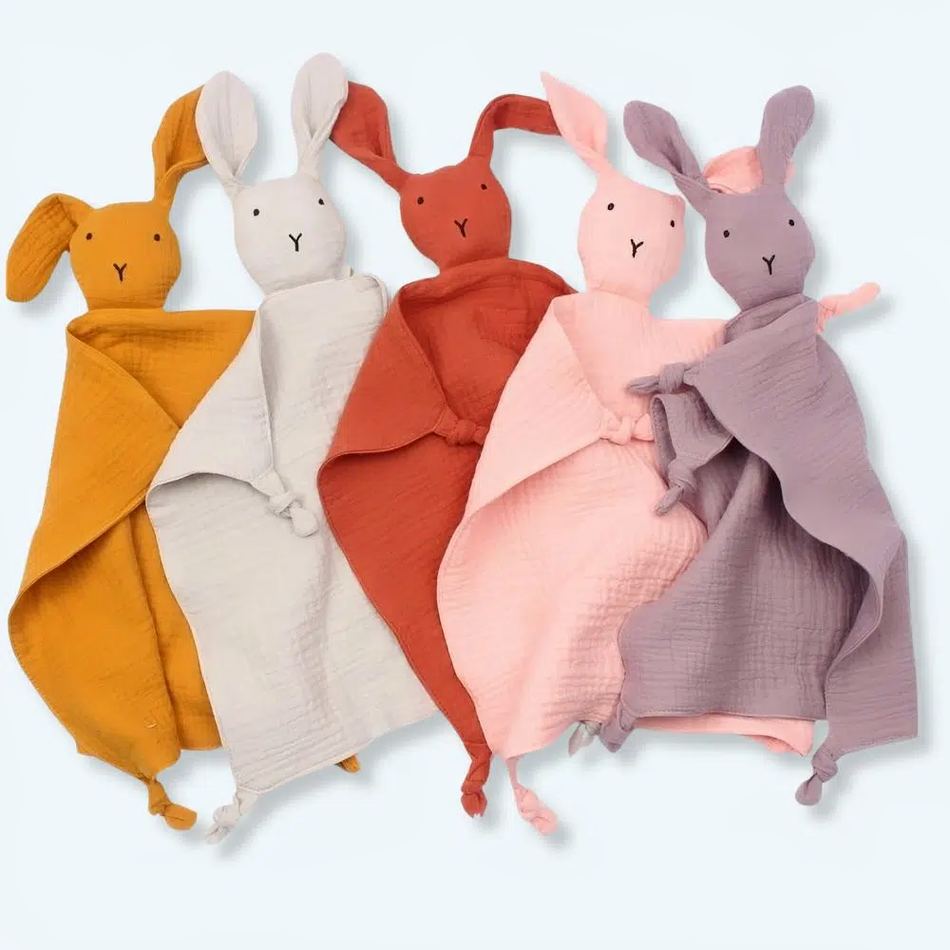 Peluche lapin câlin coton mousseline doux enfant La compagnie de la peluche