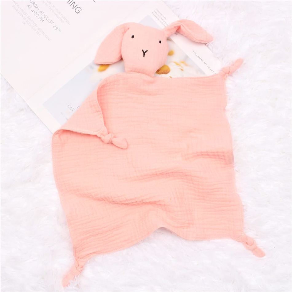 Peluche lapin câlin coton mousseline doux enfant rose La compagnie de la peluche
