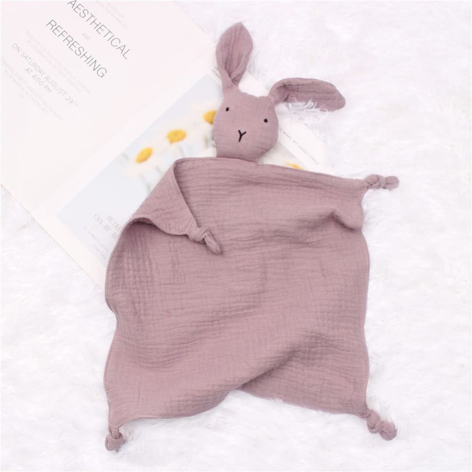 Peluche lapin câlin coton mousseline doux enfant violet La compagnie de la peluche