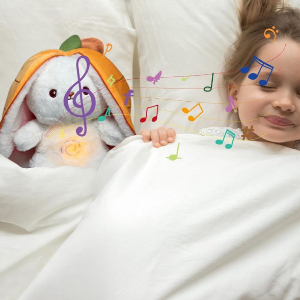 Peluche lapin carotte mélodie douce sommeil apaisant La compagnie de la peluche