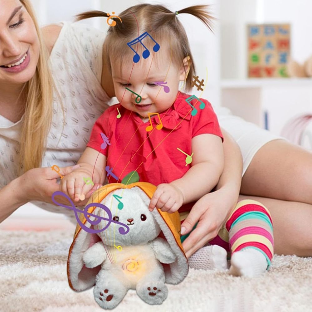 Peluche lapin carotte mélodie douce sommeil apaisant La compagnie de la peluche