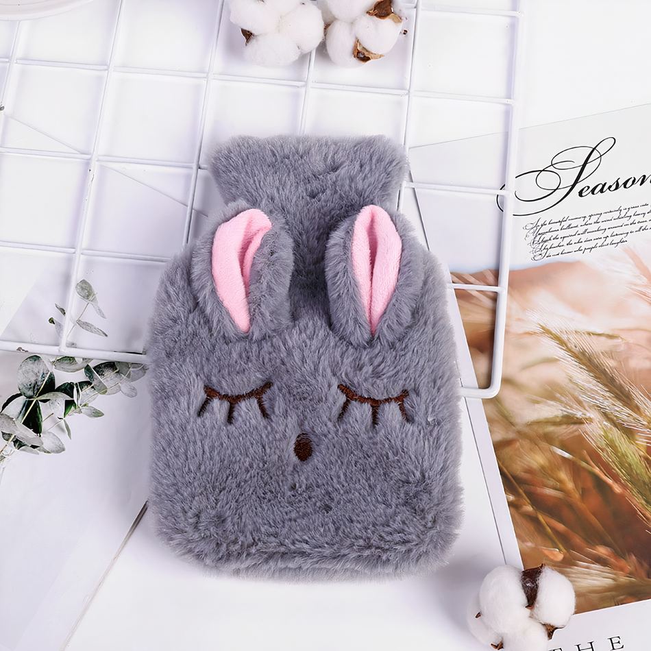 Peluche lapin chauffante douce confort hiver chaleureux gris La compagnie de la peluche