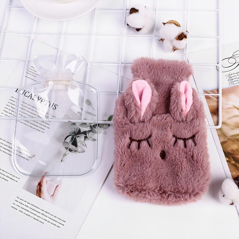 Peluche lapin chauffante douce confort hiver chaleureux marron La compagnie de la peluche