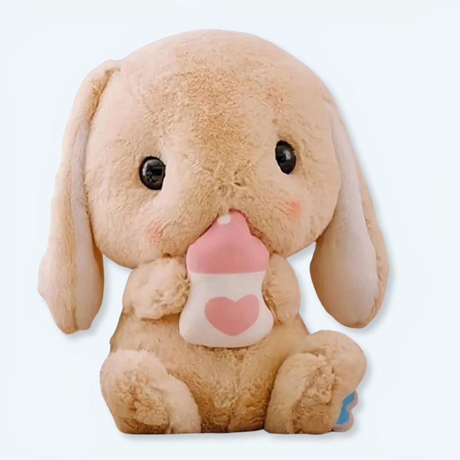 Peluche lapin doux avec biberon câlin enfant 20cm La compagnie de la peluche