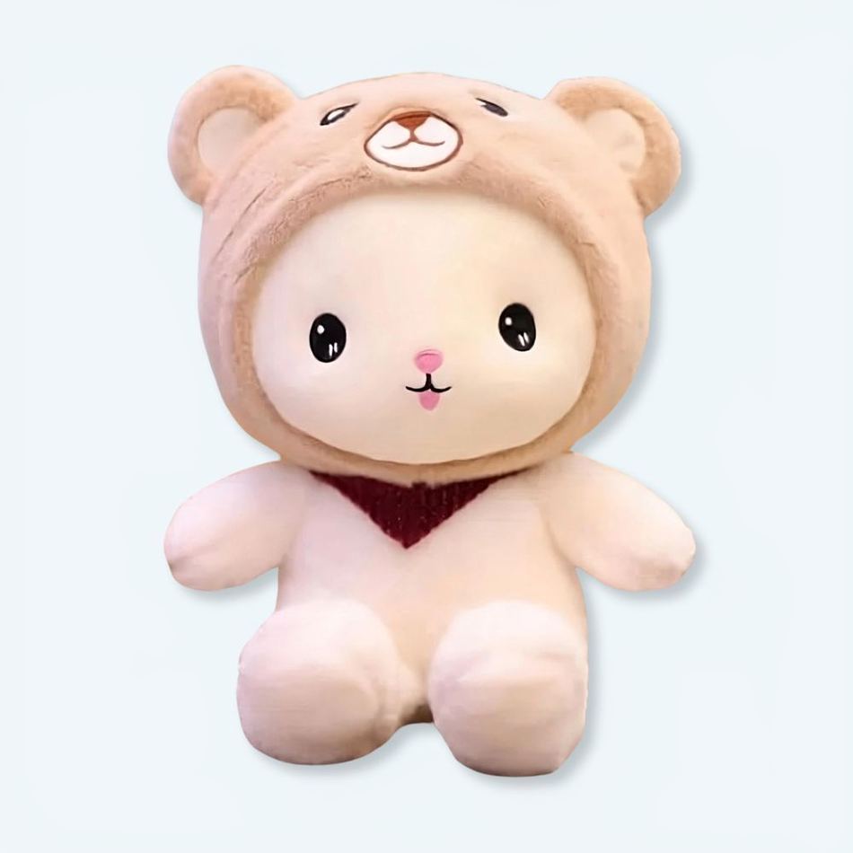 Peluche lapin doux bonnet ours enfant câlin chaleureux 25cm La compagnie de la peluche