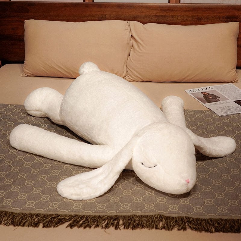 Peluche lapin endormi 90cm / Blanc