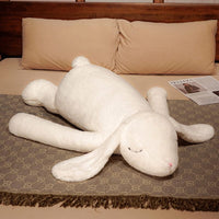 Peluche lapin endormi 90cm / Blanc
