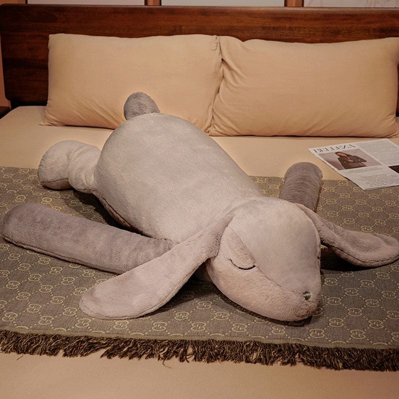 Peluche lapin endormi 90cm / Gris