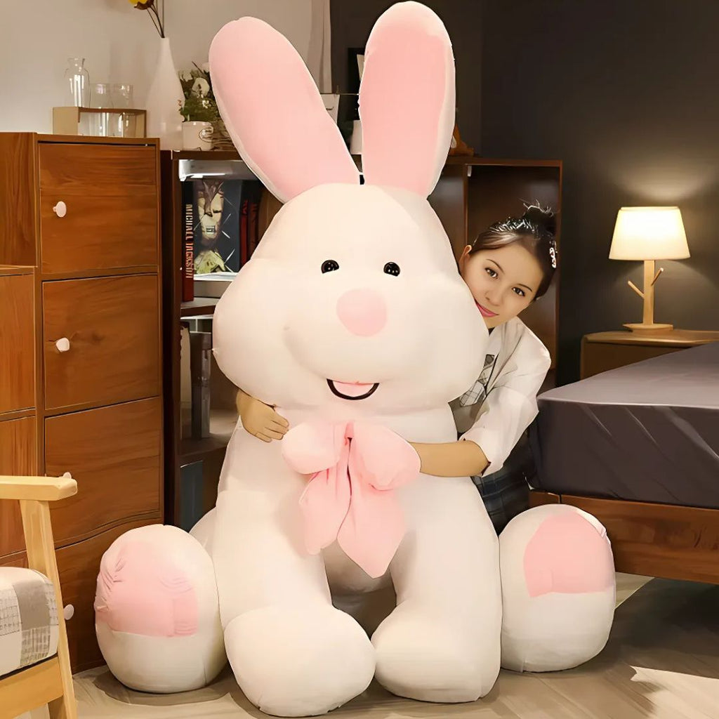 Peluche lapin géant blanc doux câlin enfant chambre La compagnie de la peluche