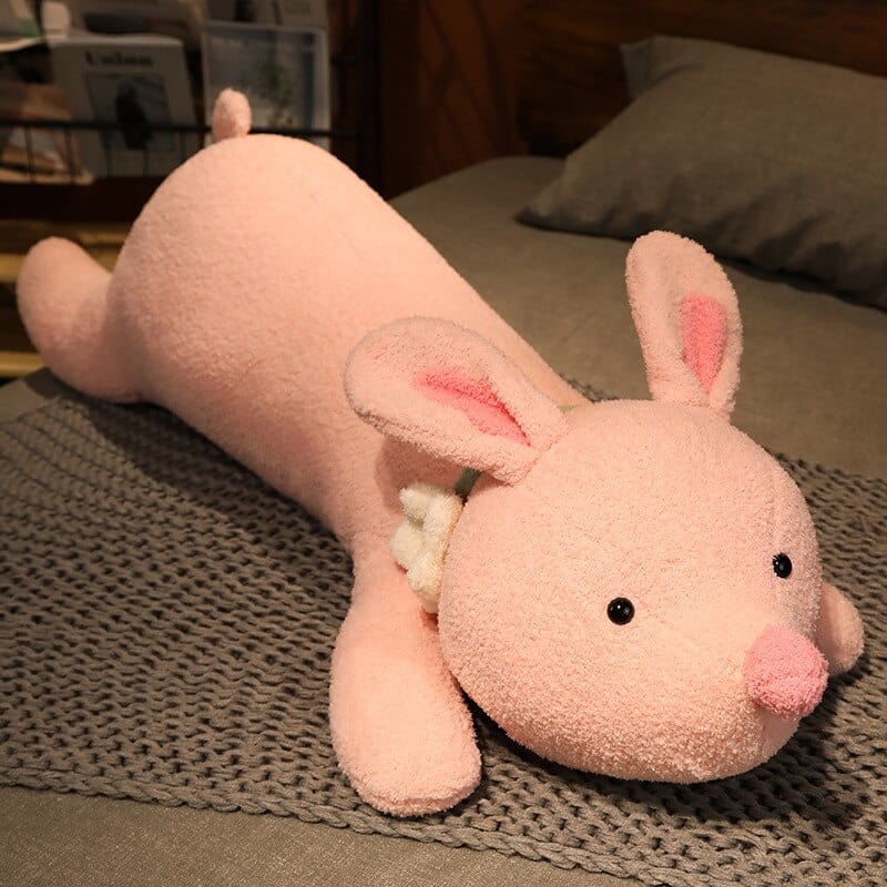 Peluche lapin géant tout rose 100cm