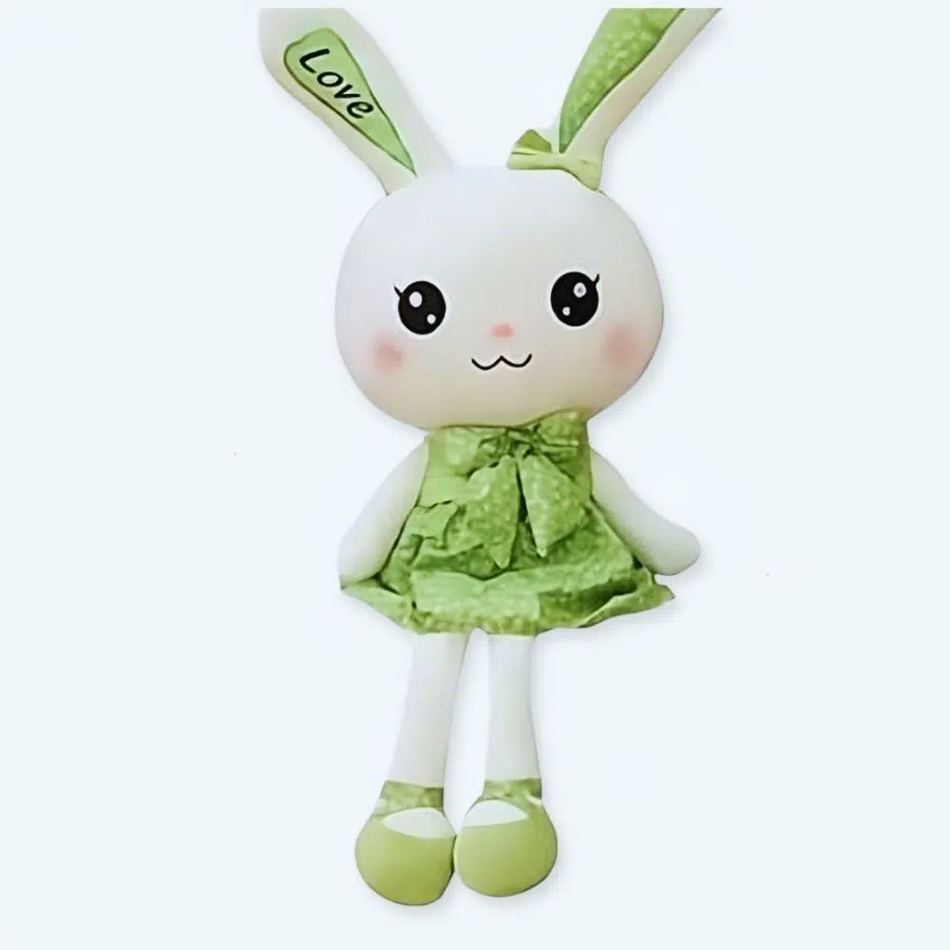 Peluche lapin géante robe verte douce câline enfant La compagnie de la peluche