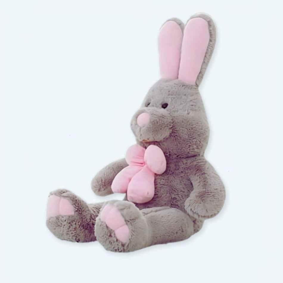 Peluche lapin gris géante douce câline univers enfant 100cm La compagnie de la peluche