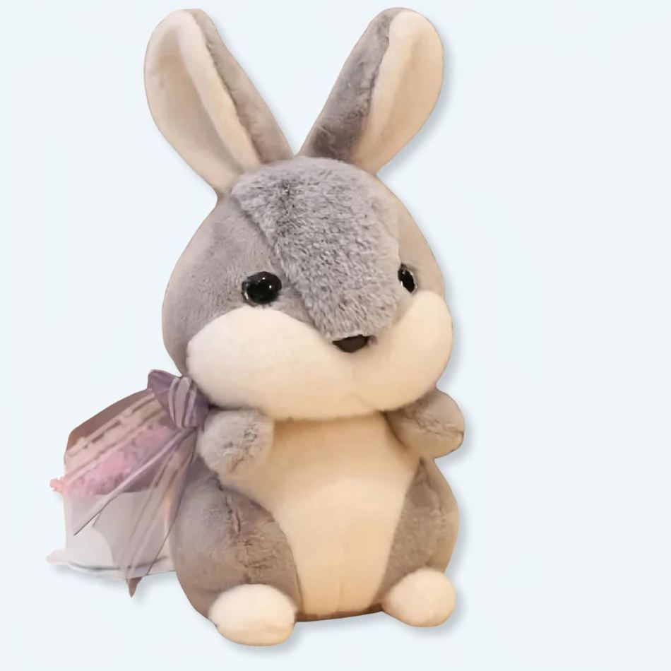 Peluche lapin lièvre gris doux câlin enfant 30cm La compagnie de la peluche