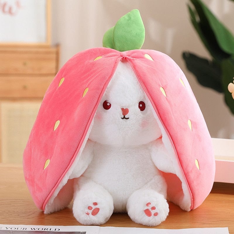 Peluche lapin qui se transforme Fraise