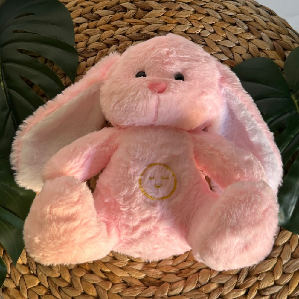 Peluche lapin rose veilleuse douce sommeil enfant La compagnie de la peluche
