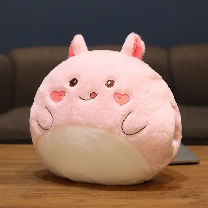 Peluche lapin squishmallow réchauffe main avec des cœurs