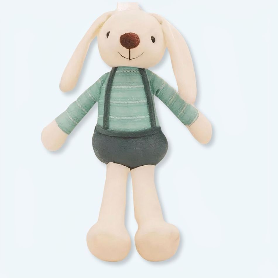 Peluche lapin vert doux câlin enfant printemps La compagnie de la peluche