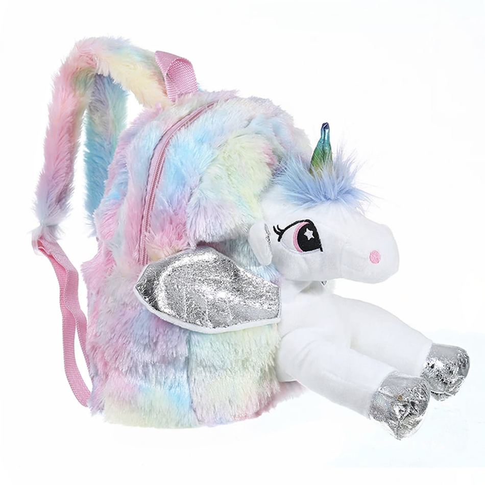 Peluche licorne argenté sac à dos magique doux enfant La compagnie de la peluche