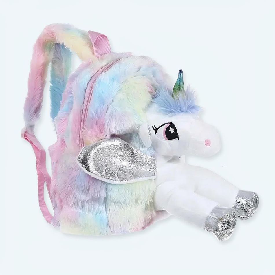 Peluche licorne argenté sac à dos magique doux enfant La compagnie de la peluche