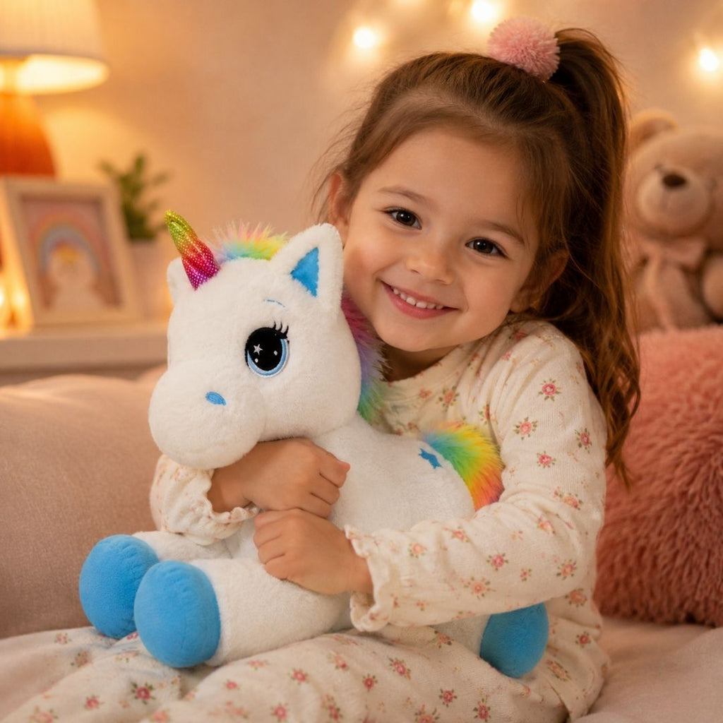 Peluche licorne avec des étoiles dans les yeux