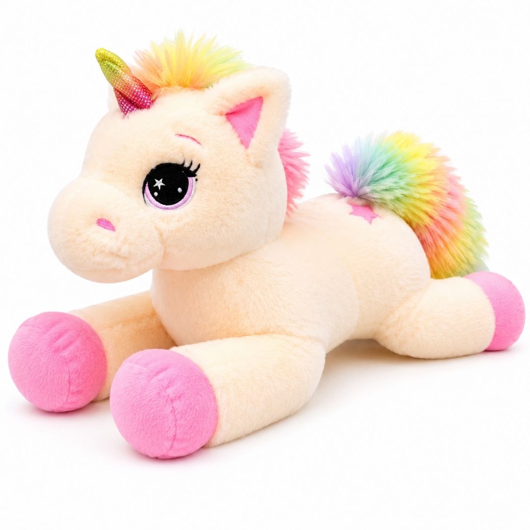 Peluche licorne avec des étoiles dans les yeux Rose / 40cm