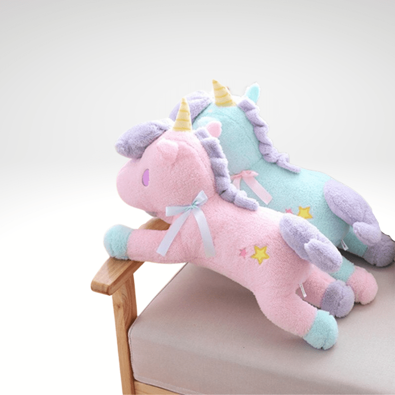 Peluche licorne bonbon bleu et rose