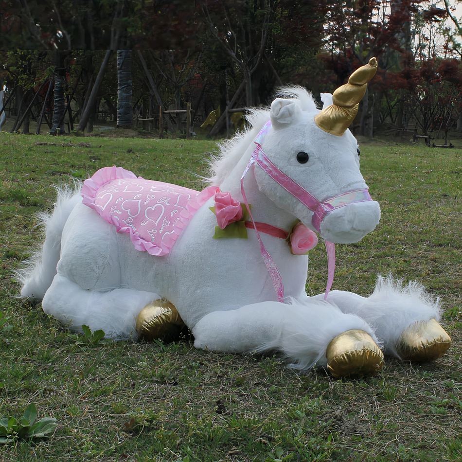 Peluche licorne cheval blanc doux câlin enfant rêve La compagnie de la peluche