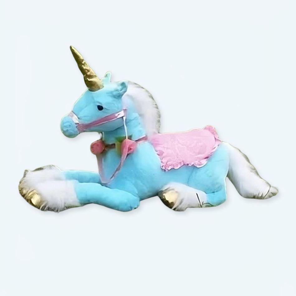 Peluche licorne cheval bleu géant doux enfant rêve La compagnie de la peluche