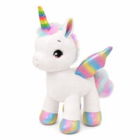 Peluche licorne douce avec sa corne multi-couleur 40cm / Blanc