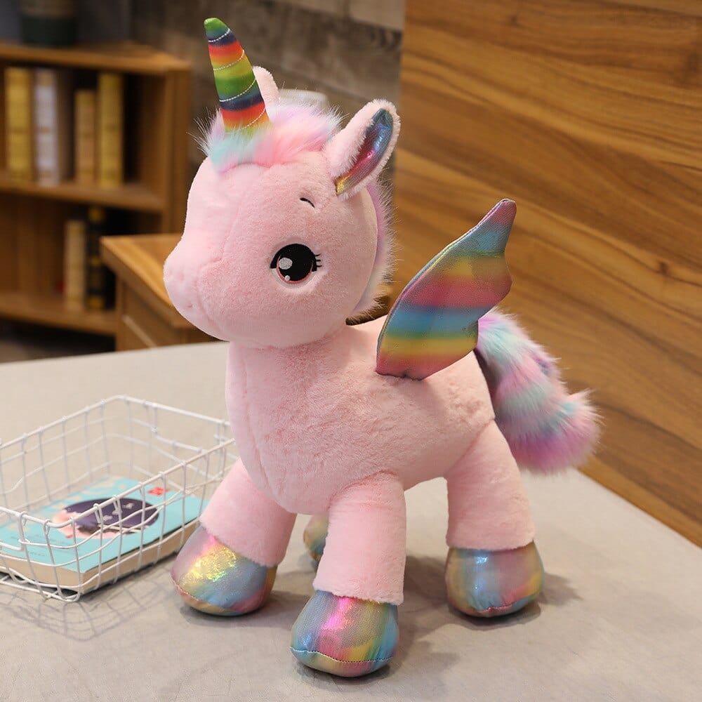 Peluche licorne douce avec sa corne multi-couleur 40cm / Rose