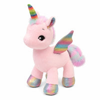 Peluche licorne douce avec sa corne multi-couleur 40cm / Rose