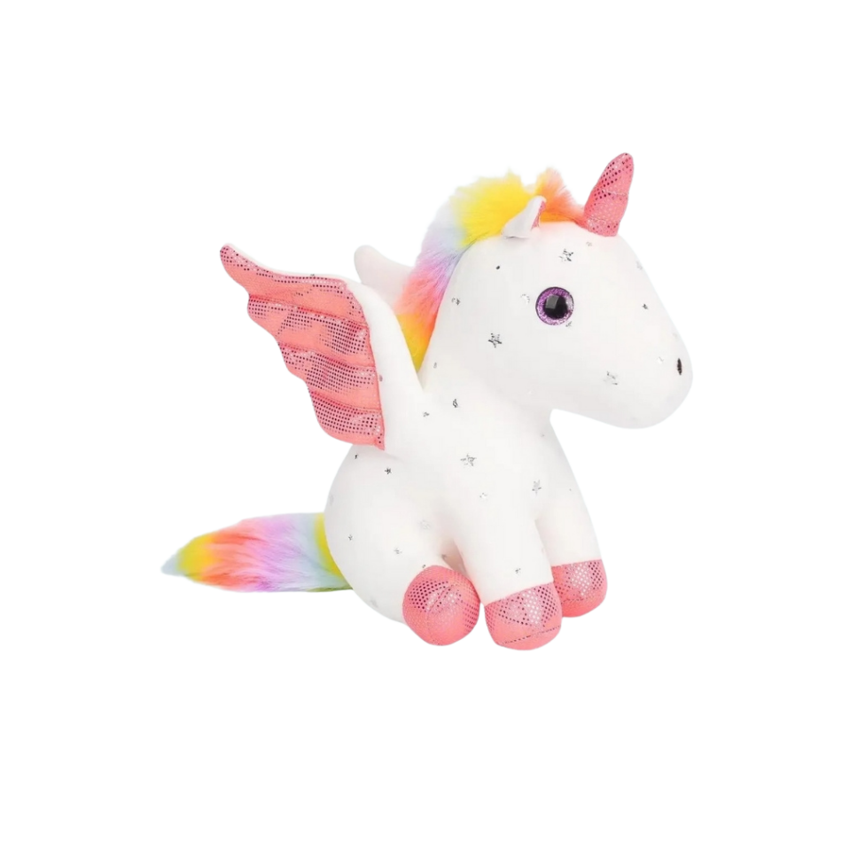 Peluche licorne magique ailes brillantes douce câline blanc La compagnie de la peluche