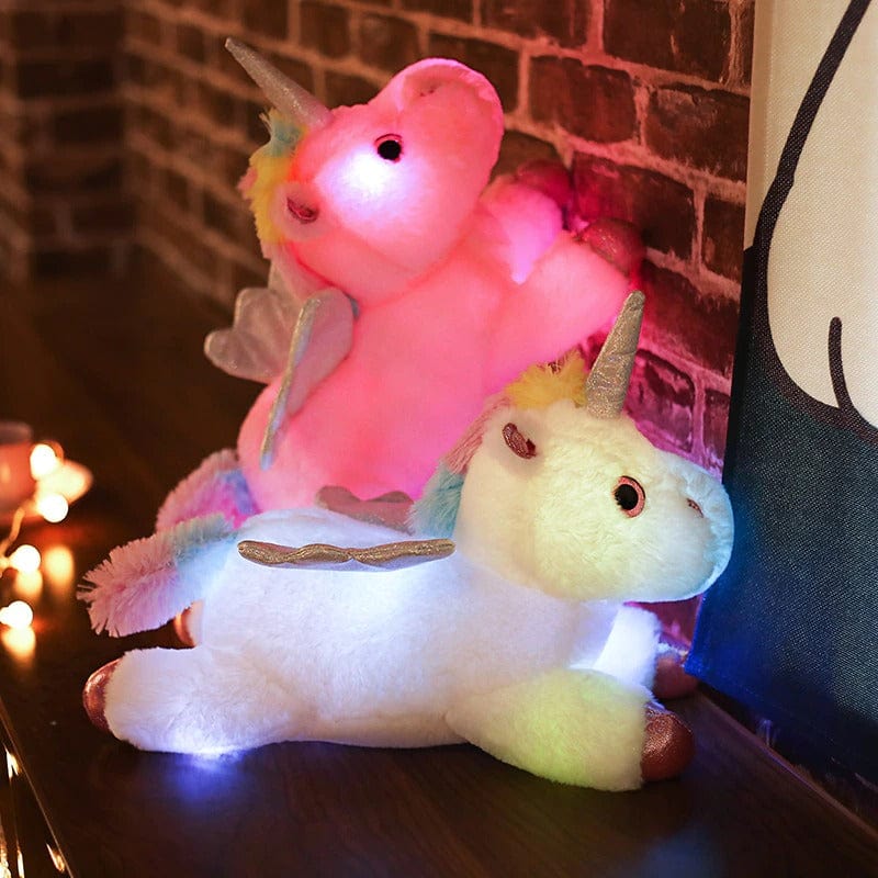 Peluche licorne multicolore éclairé