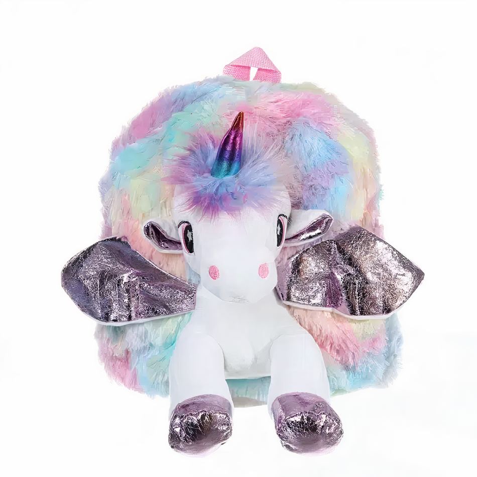 Peluche licorne multicolore sac à dos doux enfant rêve La compagnie de la peluche
