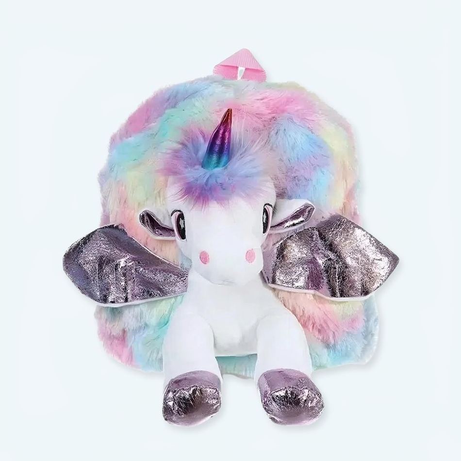 Peluche licorne multicolore sac à dos doux enfant rêve La compagnie de la peluche