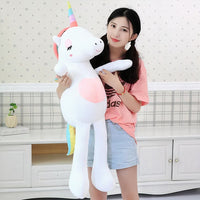 Peluche licorne XXL arc-en-ciel douce câline enfant 140cm / blanc La compagnie de la peluche