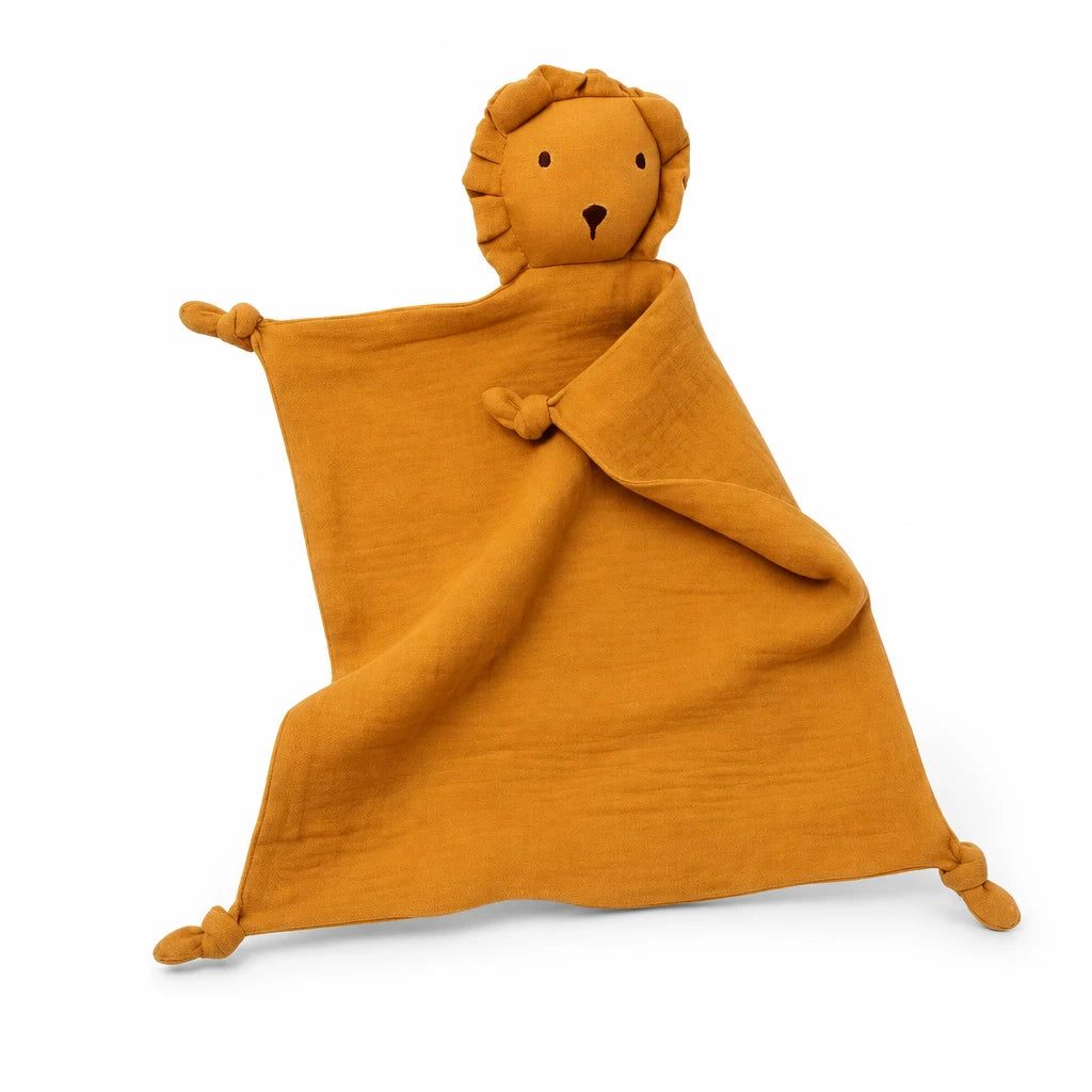 Peluche lion mousseline coton doux enfant câlin jungle