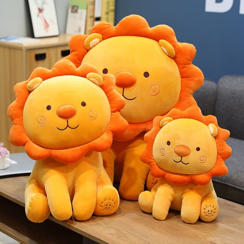 Peluche lion orange content