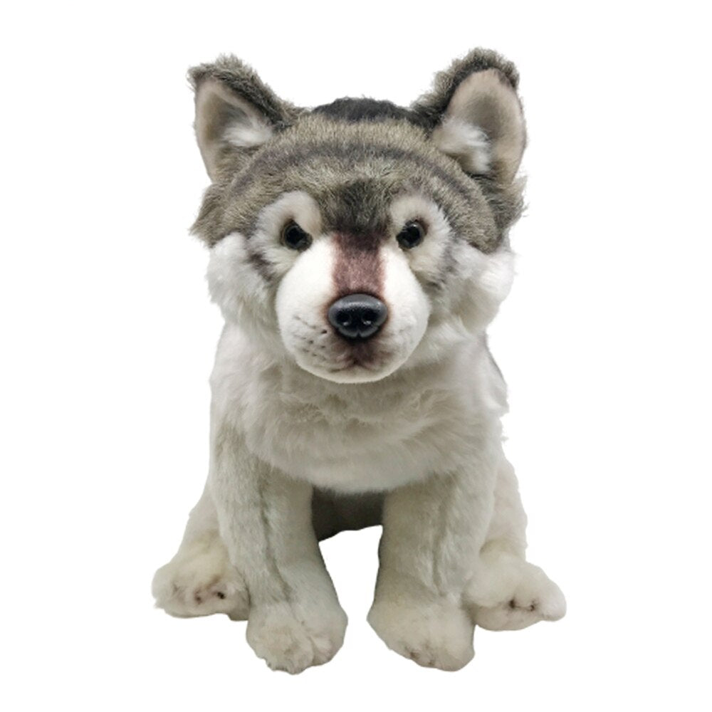 Peluche loup assis doux gris câlin hiver enfant La compagnie de la peluche
