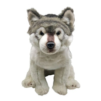 Peluche loup assis doux gris câlin hiver enfant La compagnie de la peluche
