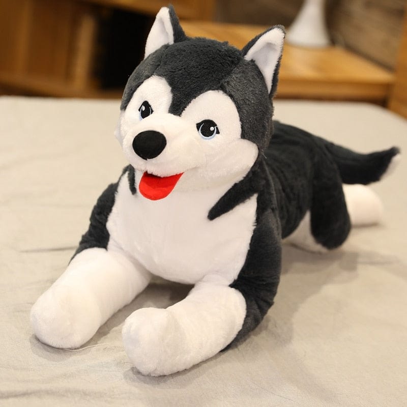 Peluche loup élégant qui tire la langue 70cm